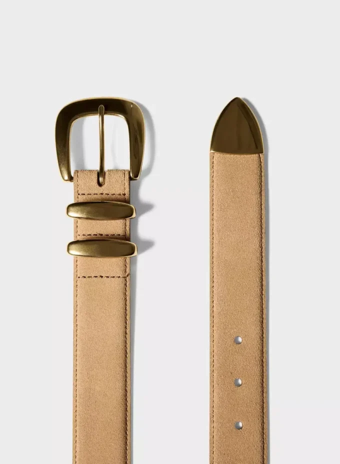 Legendarisk bredt belte i solid messing og semsket skinn