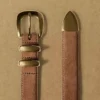 Legendarisk solid messingbelte i semsket skinn