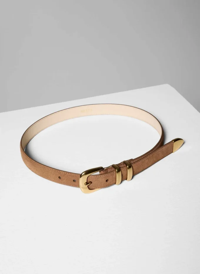 Legendarisk solid messingbelte i semsket skinn