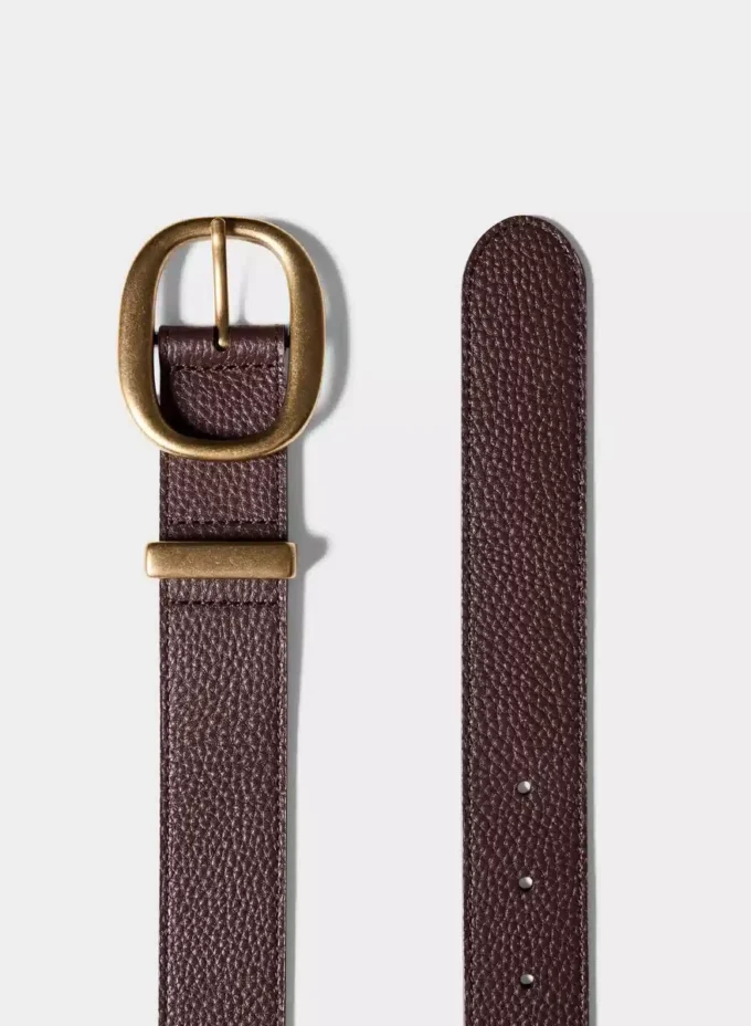 Lifetime Solid Brass Leather Wide Belt