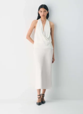 Martini satengbluse med halterneck