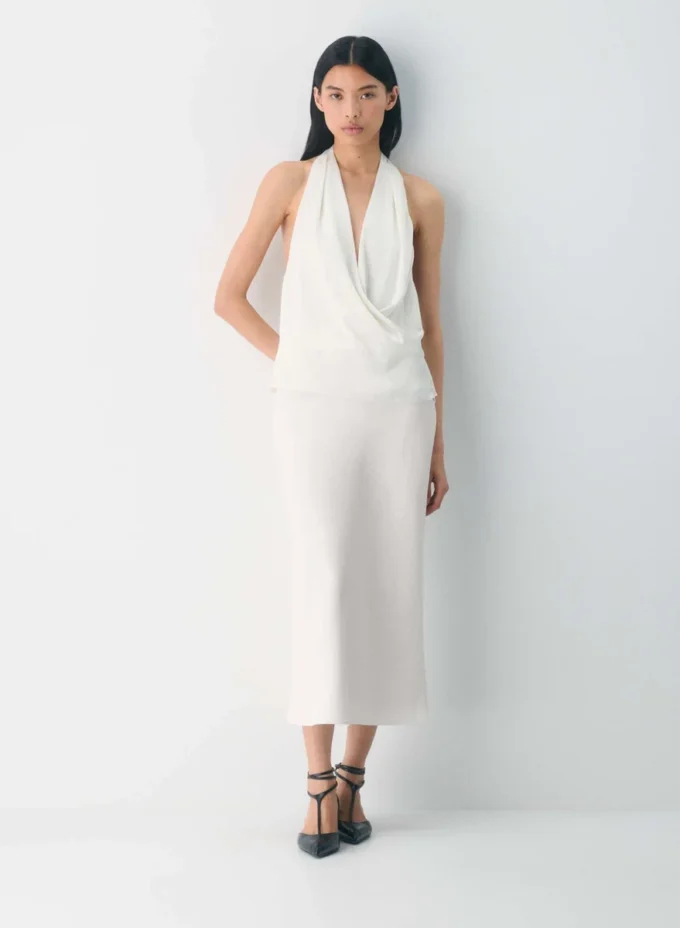 Martini satengbluse med halterneck