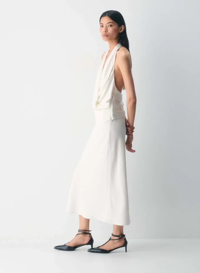 Martini satengbluse med halterneck