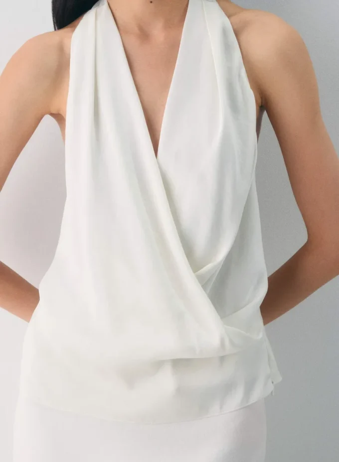 Martini satengbluse med halterneck