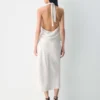 Martini satengbluse med halterneck