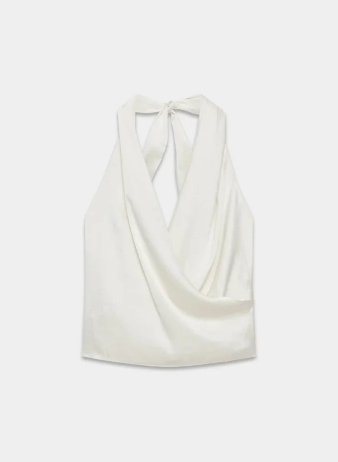 Martini satengbluse med halterneck