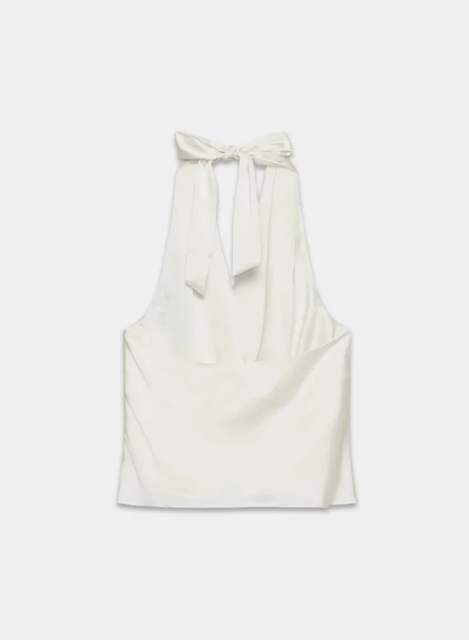 Martini satengbluse med halterneck