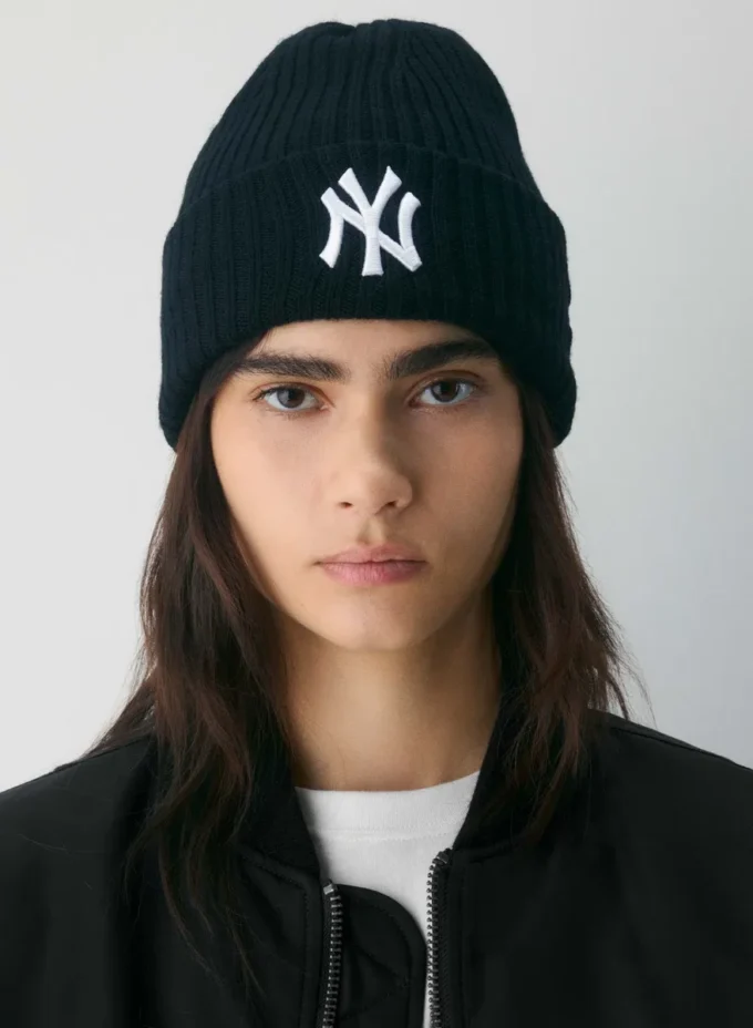 New Era Ny Yankees ribbet merinoull-lue med mansjett