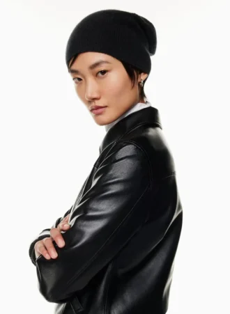 Slouchy beanie i ribbet kashmir